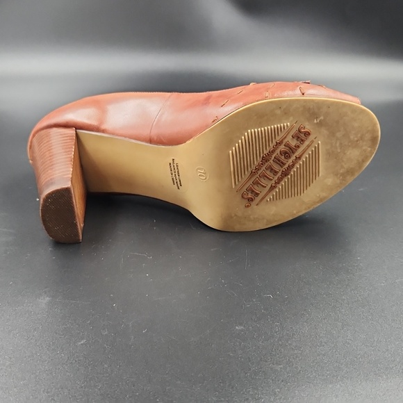 Seychelles Womens Heels Memory Lane Retro Peep Toe Flower Detail Whiskey Size 10 - Picture 4 of 16